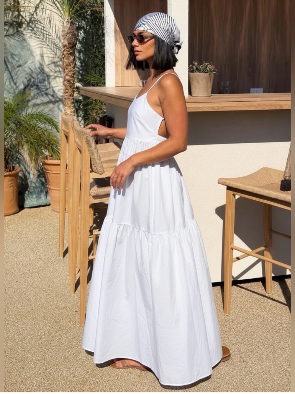 Commense Solid Backless Long Dress - Picture 6 of 13